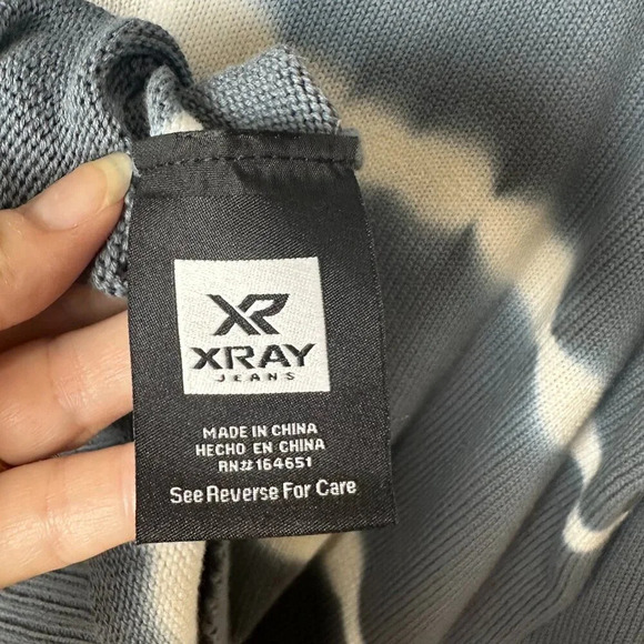 NORDSTROM XRAY Brand Grey Blue Tie Dye Stripe Crewneck Sweater Size Large - Picture 9 of 10